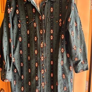 Wrangler womens  corduroy Green and Red Patterned Dress